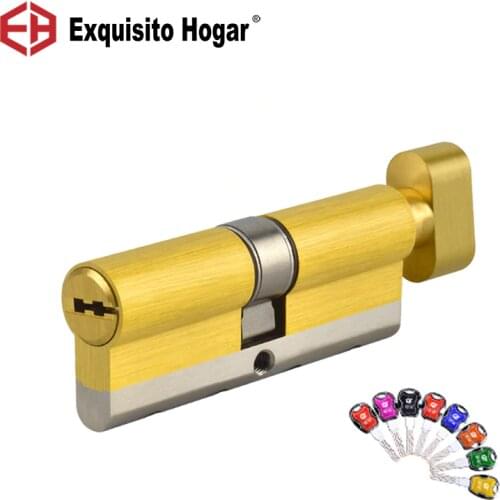 Door Lock Brass Cylinder Single Open Sided Blade Break Anti Pry Stainless Steel Bar Brass Snake Groove Cylinder Color 8 Keys