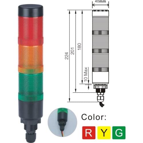 ELEWIND 40mm Signal Tower Light With 3 Layer flash light with buzzer or No buzzer(YWJD-40D/3/RYG/24V)