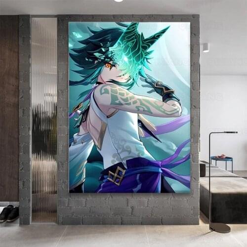 Genshin Impact Game Anime Xiao Figure Poster Decoration Art Decor Painting Home Decor Poster Wall Pub Decor Canvas Poster