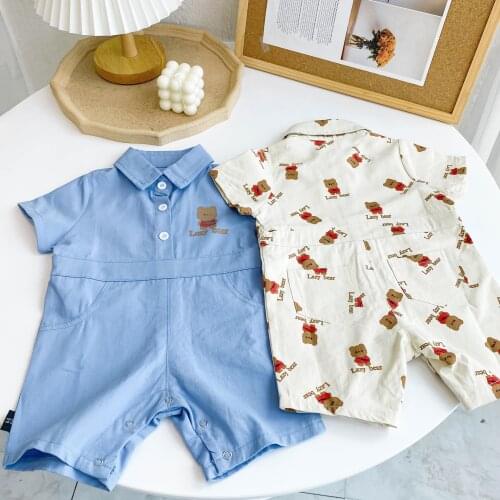 Brand New 20121 Summer Baby boys Romper Cotton Short Sleeve Jumpsuit Kids Bear Print Bodysuit Children Casual Clothes Overalls