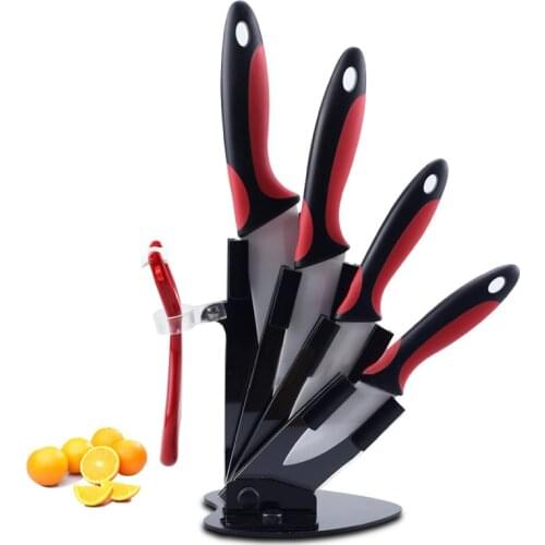 Ceramic Knife Stand Used For 3 4 5 6 inch+1Peeler High Grade Acrylic Knife Holder Black Knife Block Fruit Vegetable Cooking Tool