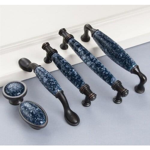 Ceramic Cabinet Handles Vintage Drawer Knobs Wardrobe Door Handles European Furniture Handle Hardware