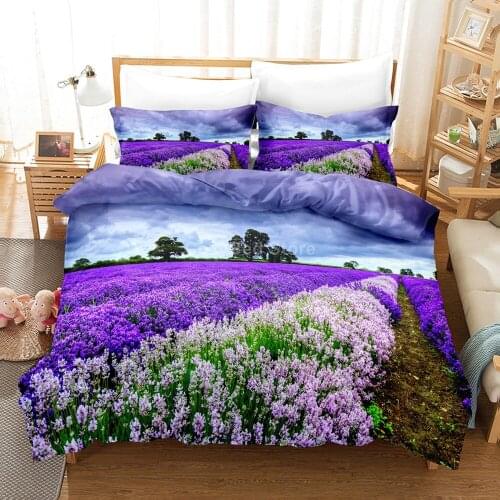 Purple Lavender Bedding Set 3d Duvet Cover Sets Comforter Bed Linen Decor Twin Queen King Single Size Luxury Fashion Scenery
