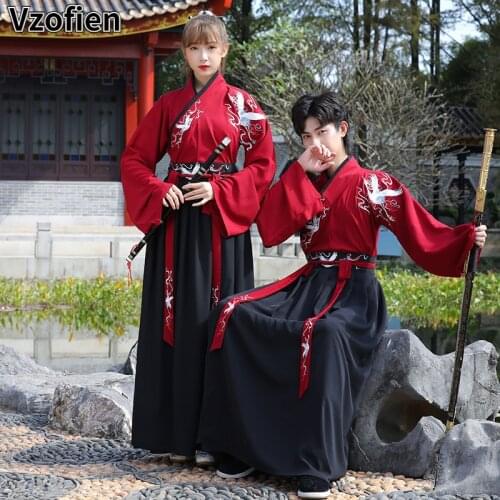 Chinese Traditional Hanfu Dress for Women Men Couples Suit Han Dynasty Ancient Dance Costume Adult Halloween Cosplay Costume