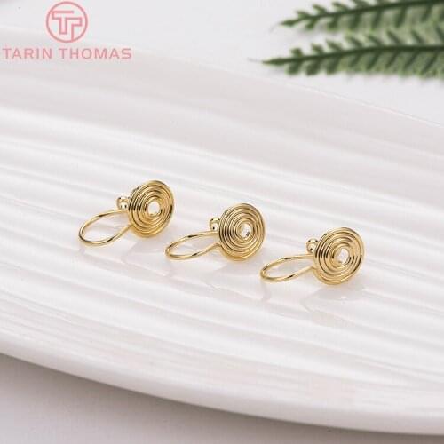 6PCS 14x8MM 24K Gold Color Plated Round Earrings Clip High Quality DIY Jewelry Making Findings