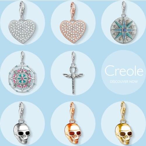 Heart Pave Vintage Star Cross of Life Ankh Skull Mayan Calendar Charm Pendant,2019 Fashion New Jewelry 925 Sterling Silver Gift