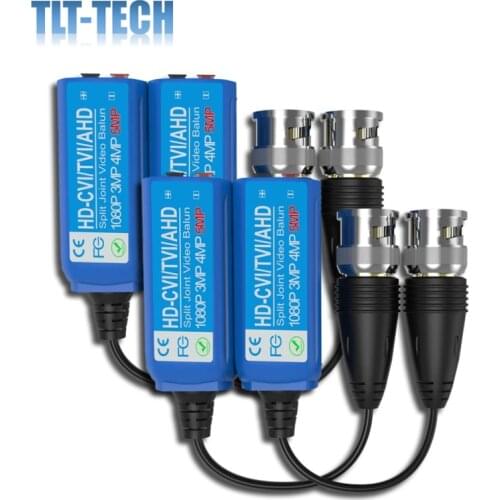 Video Balun Transceiver 5MP Mini CCTV BNC HD CVI/TVI/CVBS/AHD Passive Video Balun Split Joint Transmitter (2 Pairs)