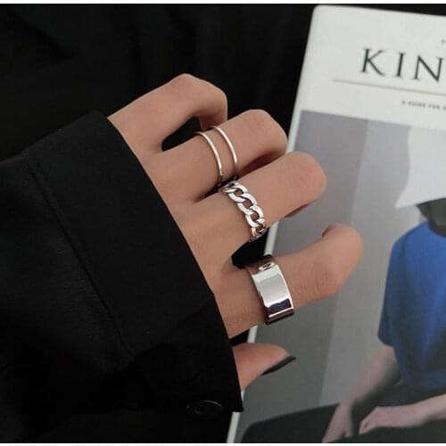 WOLLET Fashion ins Hip-hop Punk Terroir Cool Ring Couple Girlfriends Personality Ring Female Students Simple Opening Adjustment