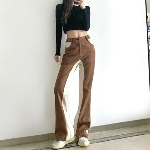 Fashion Women Office Ladies Patchwork Flare Pants Y2K High Waist Skinny Boot Cut Casual Trousers Spring Colorful Pantalon P110