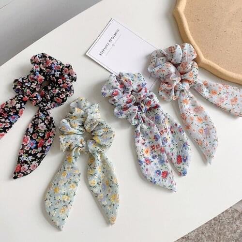 Fashion women chiffion floer bow Scarf Pony Hair Ties Hair bands hair scrunchies girls hair accessories Scarf Pony Holder