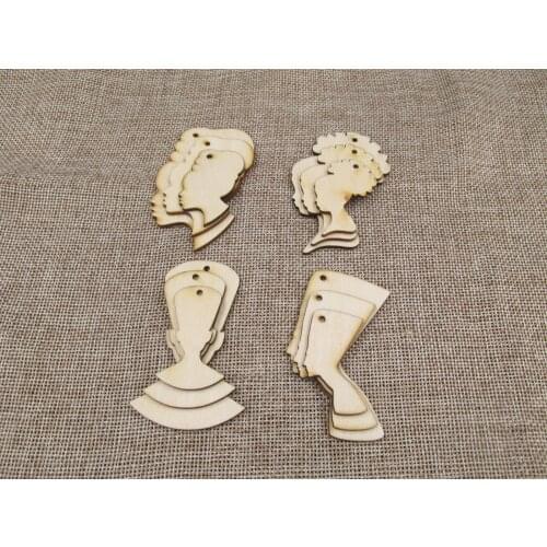 DIY Unfinished Wooden Earrings Blank Pendant African Girl Women Egyptian Queen Head Shapes For Jewelry Findings Components