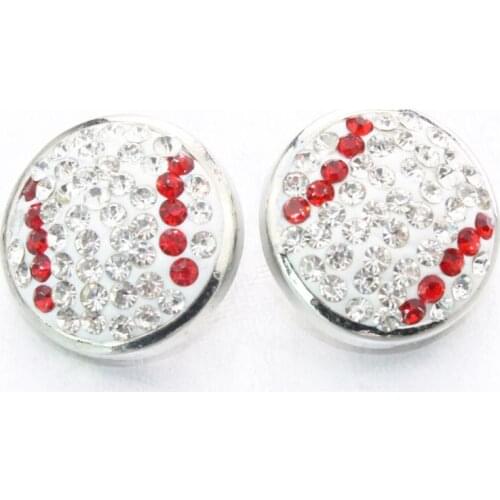 New arrive 10pcs/lot crystal baseball snap buttons charms DIY 18mm snap button pendants bracelets & bangle sport jewelry