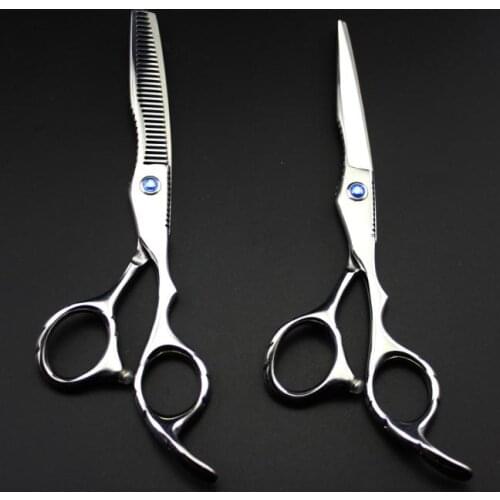 New professional 6.0 inch Japan 440C steel 9cr13 cutting barber thinning cut hair scissors set hairdressing scissors shears