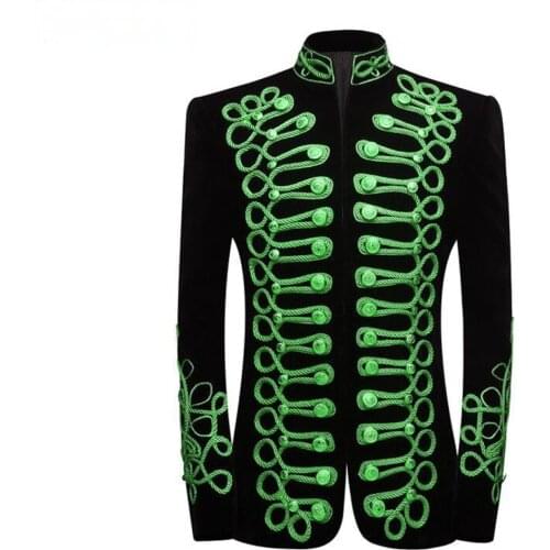 New Style Handmade Rope Slim-fit Jacket Court Gentleman Stand-up Collar Show Velveteen Men Heavy Industry Embroidered Blazers