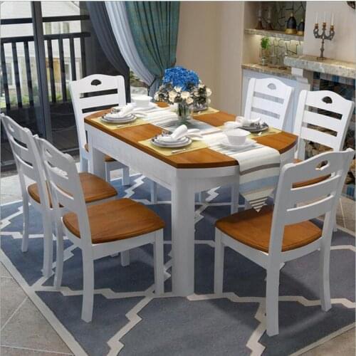 Dining Table, 100% Solid Wood Dining Table Set 6 chairs o1086