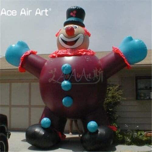 Personalized clown model inflatable clown replica with hat and waving hands,red shirt for events and party decoration