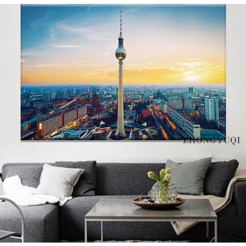 Berlin City Skyline Landscape Canvas Painting Posters and Prints Germany Scenery Wall Art Picture for Living Room Decor