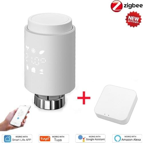 Tuya Smart ZigBee Radiator Actuator TRV Programmable Thermostatic Radiator Valve Temperature Controller Support Alexa Google