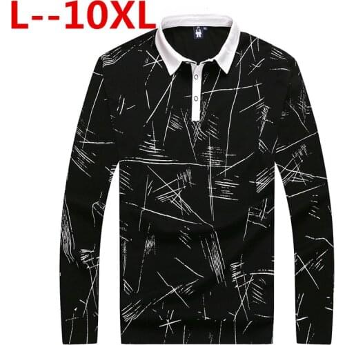 10XL 8XL 6X casual long sleeve business mens shirts male striped fashion brand polo shirt designer men tenis polos camisa social