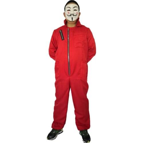 Salvador Dali Movie The House of Paper La Casa De Papel Cosplay Costume V for Vendetta Anonymous Guy Fawkes Fancy Adult Costume