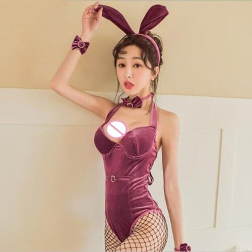 Sexy underwear passion open crotch jumpsuit sexy Role play bunny costume allure