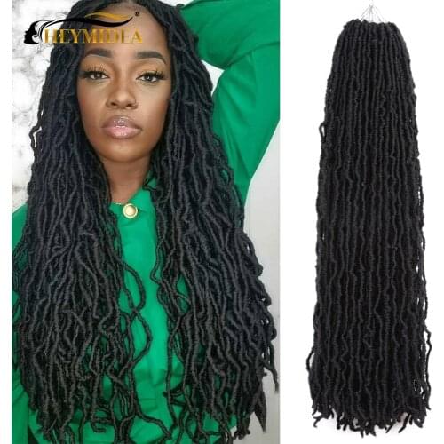 HeyMidea Synthetic Braiding Hair Extensions Nu Locs Crochet Braids Hair Natural 36 Inches Faux Locs Curly Soft Dreadlocks