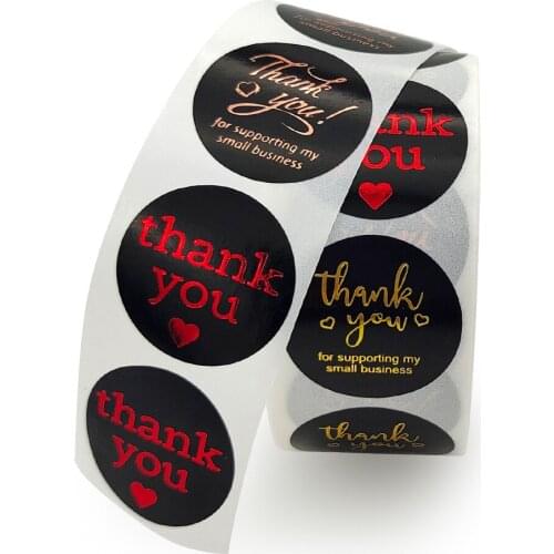 3 colors Thank You Stickers for Supporting My Business 500pcs 1'' Paper Handmade Seal Label Gift Packaging Stationery Sticker