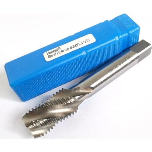 XQuest HSS Machine Spiral Flute tap M24 Right Hand Fine screw Thread spiral fluted taps M24X3 M24X2 M24X1.5 M24X1