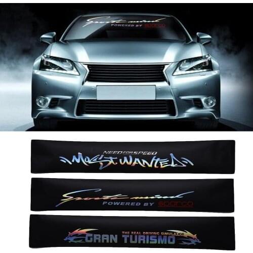 New Laser Reflective Letters Windshield Banner Strip Racing Stripe Sticker Front Rear Window Car Sun Visor Decorative Stickers