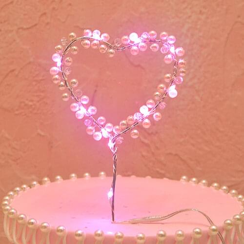 LED Glow Light Heart Shape Baby Shower Wedding Birthday Party Supply For Baking Lovely Gifts Iron Love Cake Toppers Decoration