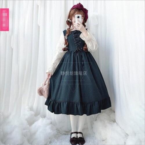Vintage French tea dress court dress temperament Ruffles Mori Girl Lolita Cos Loli dress