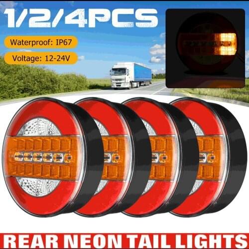 Waterproof LED Trailer Truck Rear Tail Light Taillight Reverse Brake Stop Lights Car Boat Bus Caravan Flowing Turn Signal Lamp