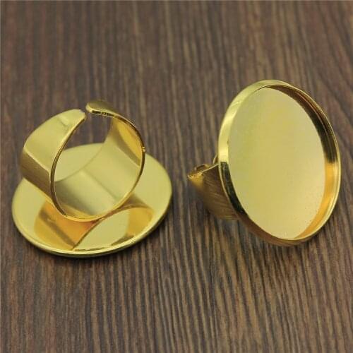 5pcs/lot 3 Colors Fit 16mm 18mm 20mm 25mm Glass Cabochon High Quality Copper Material Wide Adjustable Ring Settings Base