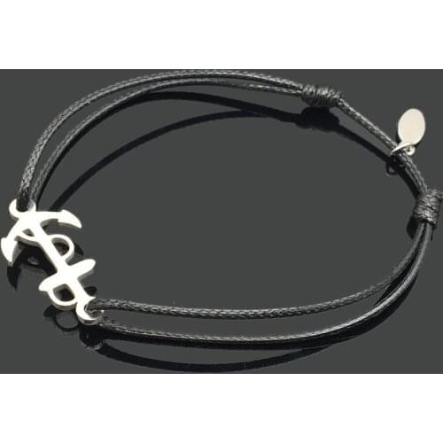Anchor Stainless Steel Charm Friendship Cord Bracelet Anchor Pendant Adjustable String Wish Bracelet For Men Women