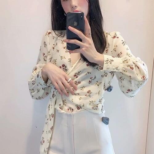 Za 2021 Summer Womnen HAsymmetry Blouse Floral Printed V-neck Pullover Shirt Casual Shirt Ladies Chic Tops Ropa