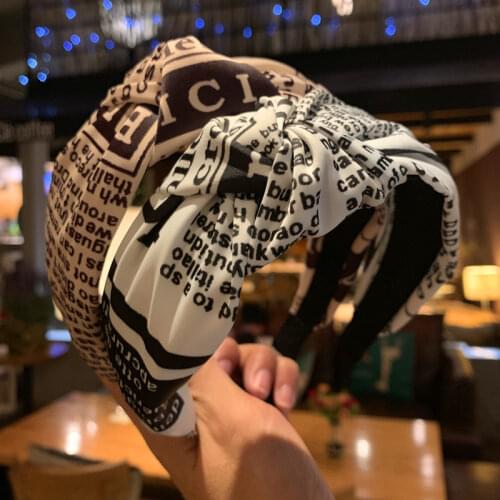 Europe Style Headbands Fashion Women Letter Print Hair Bands Hair Accessories for Girls Wide Knotted Head Band Adults Hair Hoop