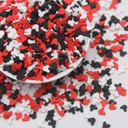 100g/Lot 5mm Mixed Cute Mickey Head Clay Slices Soft Pottery Sprinkles for DIY Crafts Filling Accessories