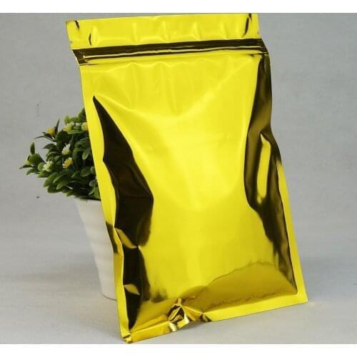 100pcs 20x30cm Gold Aluminium foil Zip Lock Bag, Zipper Reusable Mylar Foil Plastic Pouches Snack Packing Nuts Bags, Towel Pack