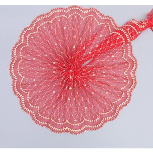 15Yards Red 18cm Wide Lace Trims DIY Ribbon Sewing Embroidery Crafts for Wedding Dress Hair Band Clothes Decoration