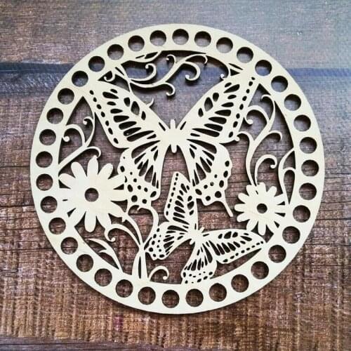 20pcs Butterflies Natural Wooden Basket Bottom Circle Blank Crochet Basket Wood Base for DIY Basket Weaving Craft Making