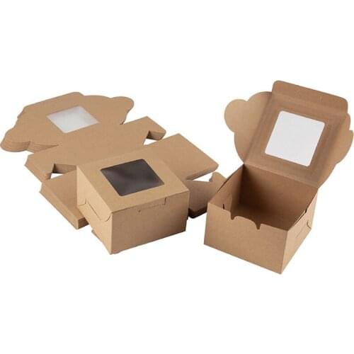 200pcs/lot Kraft Paper Box with Window Handmade Soap Box Jewelry Cookies Gift Candy Box Wedding Party Decoration 102*102*63.5mm