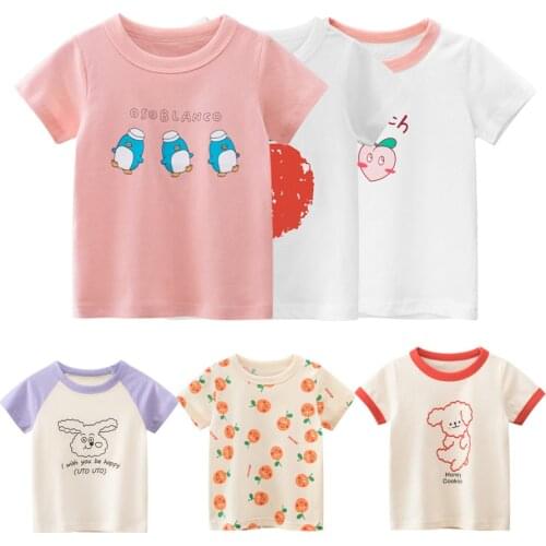 2021 New Summer Girl Cartoon Friut TShirt Cotton Children T Shirt Child Toddler Short Sleeve Baby Girl Clothes Kid Costumes 2-8Y