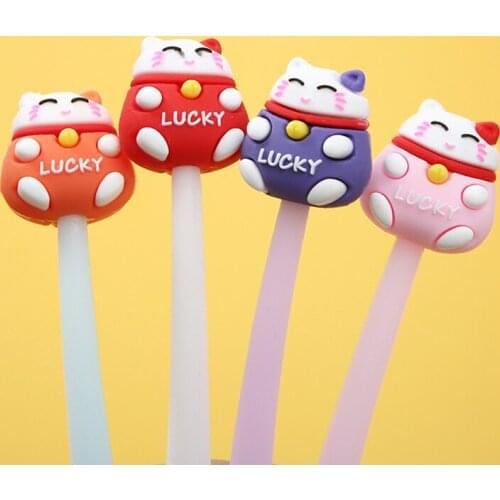 24Pcs/Lot Pretty Cool Cute Kawaii Pens Lucky Cat Doll Funny Ballpoint Rollerball School Office Accessory 2021 Thing Stationery