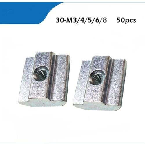 50pcs/lot T Sliding Nut Block Square nuts M4 M5 M6 m8 for 3030 Aluminum Profile Slot 6 Aluminum connector Accessor