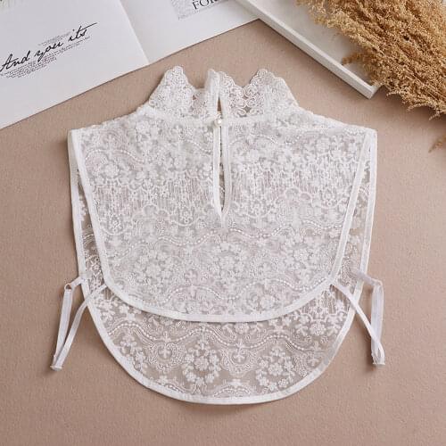 Elegant Lace female collar Roll Lace High Neck Detachable Collars False Collar Women Blouse Lapel Top Clothes Accessorie
