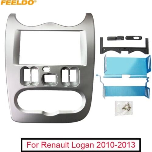 FEELDO Car 2 DIN Stereo Fascia Plate Panel Frame For Renault Logan 2010-2013 Radio Dash Frame Trim Mount Kit #MX5210