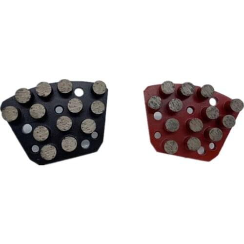 HT Thirteen Round Segments Diamond Grinding Shoes Floor Polishing Block Trapezoid Grinding Head for Iron Horse Machine 12PCS