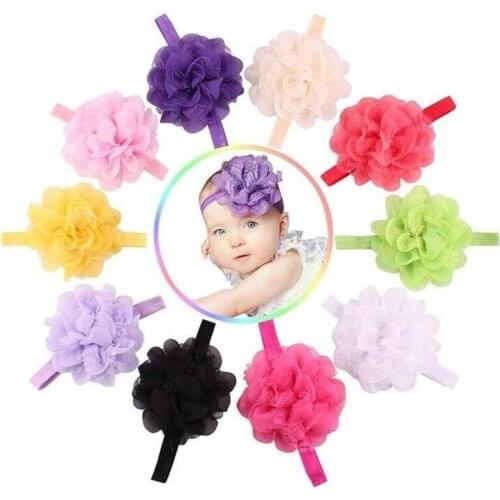 1pc Children Headwear Chiffon Flower Hairband Baby Newborn Girls Hair Rope Headwrap Hair Accessories
