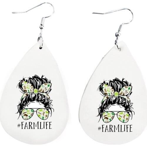 Leather Glitter Nickel Freechoice of #FarmLife Earrings