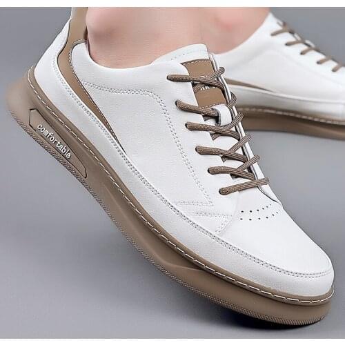 New Men Casual Genuine Leather Lace-up Sneakers Men Super Light Comfortable Sports Sneakers Male Flats Walking Footwear